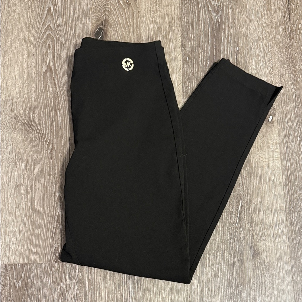 Michael Kors Black Leggings with Gold Emblem